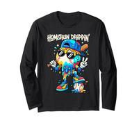 Homerun Drippin Cool Melting Baseball Graffiti Boys Manche Longue