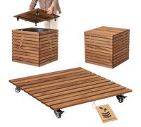 HOMERZO Chariot pour plantes résistant aux intempéries - Charge maximale : 90 kg - Planche à roulettes pour plantes - Soucoupe - Roulettes avec 2 bloqueurs - Marron - 58 x 58 cm