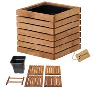 HOMERZO Jardinière en bois marron à monter soi-même - Grande jardinière rectangulaire pour jardin et balcon - Résistant aux intempéries - Avec bac à plantes de 18 l - Jardinière d'extérieur