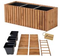 HOMERZO Jardinière en bois marron à monter soi-même - Grande jardinière rectangulaire pour jardin et balcon - Résistant aux intempéries - Avec bac à plantes de 18 l - Jardinière d'extérieur (marron