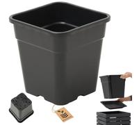 HOMERZO Lot de 6 pots de fleurs carrés de 18 l - Noir - Pot de culture professionnel avec trous de fond - Conteneur à plantes en plastique - 30 x 30 cm - Système de drainage contre l'eau stagnante