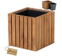 HOMERZO Pot de Fleurs pour intérieur et extérieur, en Bois, avec Insert en Plastique, 18 l, rectangulaire, pour Balcon ou terrasse (36 x 36 h35)
