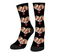 HOME'S FRIEND Personnalisées Chaussettes Avec Photo Et Texte, Chaussette Personnalisé Photo,Cadeaux personnalisés pour hommes femmes,Saint-Valentin Chaussettes amusantes