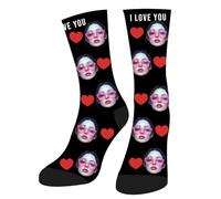 HOME'S FRIEND Personnalisées Chaussettes Avec Photo Et Texte, Chaussette Personnalisé Photo,Cadeaux personnalisés pour hommes femmes,Saint-Valentin Chaussettes amusantes