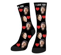 HOME'S FRIEND Personnalisées Chaussettes Avec Photo Et Texte, Chaussette Personnalisé Photo,Cadeaux personnalisés pour hommes femmes,Saint-Valentin Chaussettes amusantes