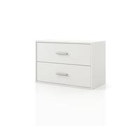 HOMES: Inside + Out Apexa Cajonera De Madera Lot de 2 tiroirs de rangement empilables en bois pour décoration de chambre à coucher, bureau à domicile, cuisine, blanc