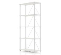 HOMES: Inside + Out Apexa Étagère moderne à 5 niveaux pour objets de collection, assemblage facile, organiseur de rangement pour salon, chambre, bureau, garage, blanc