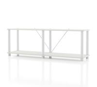 HOMES: Inside + Out Apexa Étagère moderne extra large à 2 niveaux pour objets de collection, assemblage facile, organiseur de rangement pour salon, chambre à coucher, bureau, garage, blanc