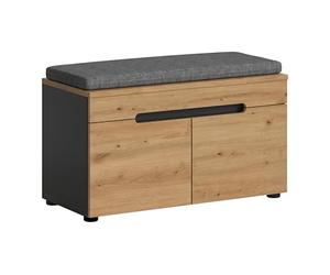 Homes & Jones Banc avec Coussin d'assise CANU (lxhxp : env. 80x45x37 cm), Coloris Gris Basalte/chêne Artisan
