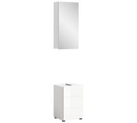 Homes & Jones ENS. de Salle de Bain 2pcs avec éclairage VIRA (lxhxp :38 x190 x 34cm) en mélamine Blanc/Blanc br.