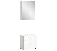 Homes & Jones Ensemble de Salle de Bain avec éclairage 2 pièces VIRA (lxhxp : 60 x 190 x 34 cm), Coloris mélamine Blanc/Blanc Brillant