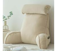 Homesally Oreiller de Lecture avec Accoudoirs,Coussin de Soutien du Dos Parfait,Idéal pour Une Utilisation sur Les Lits et Les canapés,pour Regarder la télévision ou Lire,Off White