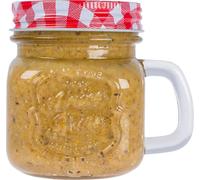 HOMESCAPES Beurre de cacahuètes Nourriture pour oiseaux en pot de verre, rouge
