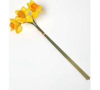 HOMESCAPES Bouquet de 3 jonquilles jaunes - Jonquilles artificielles avec ruban en raphia