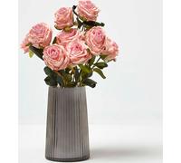 HOMESCAPES Bouquet de roses roses - Real Touch Fleurs artificielles, 46 cm