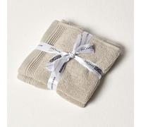 HOMESCAPES Carré éponge 30 x 30 cm en 100% Coton égyptien Premium 700 g/m², Lot de 2, Linge de Bain Taupe