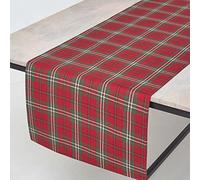 HOMESCAPES Chemin de Table à Carreaux écossais, 44 x 178 cm, Linge de Table en Coton, Rouge
