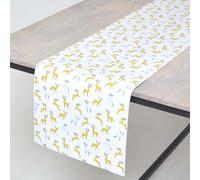 HOMESCAPES Chemin de table de Noël Cerf majestueux, 100 % coton, gris-jaune, 35 x 250 cm