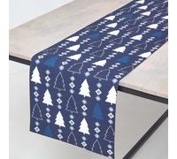 HOMESCAPES Chemin de table de Noël Pays d'hiver, 100 % coton, bleu, 35 x 180 cm