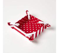 HOMESCAPES Corbeille à pain à motif Polka Dots Rouge panier à pain fait en 100% coton