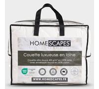 HOMESCAPES Couette Chaude en Laine, Couette Naturelle thermorégulatrice et Anti acarien, Couette 240x220 cm