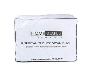 HOMESCAPES Couette tempérée Printemps/été 230x220 cm, Couette Naturelle de Luxe en Duvet de Canard 9 Tog