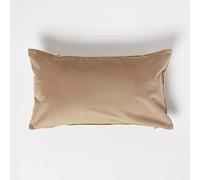 HOMESCAPES Coussin Beige en Velours, Coussin rectangulaire 30 x 50 cm, Coussin Velours décoratif