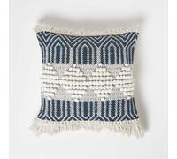 HOMESCAPES Coussin Bleu Canard Kilim Safi, Coussin carré 45x45 cm, Coussin décoratif berbère