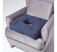 HOMESCAPES Coussin bouée rehausseur en Coton Bleu Marine, Coussin d’Assise Ergonomique 50 x 50 x 10 cm