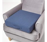 HOMESCAPES Coussin d’Assise déhoussable en Coton, Coussin rehausseur de Chaise et Fauteuil, 50x50x10 cm Bleu Marine