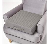 HOMESCAPES Coussin d’Assise déhoussable en Coton, Coussin rehausseur de Chaise et Fauteuil, 50x50x10 cm Gris foncé