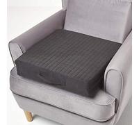 HOMESCAPES Coussin d’Assise déhoussable en suédine, Coussin rehausseur de Chaise et Fauteuil, 50x50x10 cm Noir