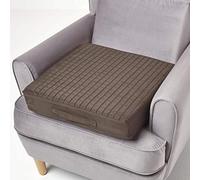 HOMESCAPES Coussin d’Assise déhoussable en suédine, Coussin rehausseur de Chaise et Fauteuil, 50x50x10 cm Chocolat
