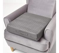 HOMESCAPES Coussin d’Assise déhoussable en suédine, Coussin rehausseur de Chaise et Fauteuil, 50x50x10 cm Gris