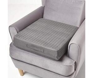 HOMESCAPES Coussin d’Assise déhoussable en suédine, Coussin rehausseur de Chaise et Fauteuil, 50x50x10 cm Gris