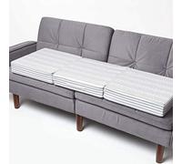 HOMESCAPES Coussin d’Assise pour canapé 3 Places, Coussin rehausseur déhoussable en Coton, Gris rayé, 150 x 50 x 10 cm