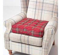 HOMESCAPES Coussin d’Assise rehausseur, Coussin de Sol en Coton à Carreaux écossais Rouge, 50 x 50 x 10 cm