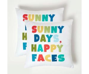 HOMESCAPES Coussin d’extérieur imperméable Multicolore Sunny Days, Coussin de Jardin carré 45x45 cm, Décoration Jardin extérieur - Lot de 2