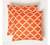 HOMESCAPES Coussin d’extérieur imperméable Orange NOLA, Coussin de Jardin carré 45x45 cm, Décoration Jardin extérieur - Lot de 2