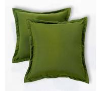 HOMESCAPES Coussin d’extérieur imperméable Vert, Coussin de Jardin carré 45x45 cm, Décoration Jardin extérieur - Lot de 2 Coussins pour Salon de Jardin