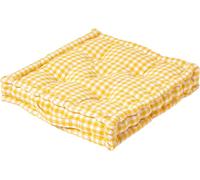 HOMESCAPES Coussin d'assise Carreaux paysans jaune 50 x 50 x 10 cm