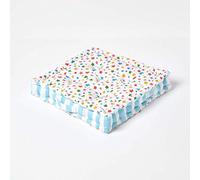 HOMESCAPES Coussin de Chaise à étoiles de differentes couleurs, Bleu clair et Blanc fait en 100% Coton de 40x40 cm pour Chaise de Salon et Chaise de Jardin