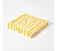 HOMESCAPES Coussin de Chaise à rayures épaisses de couleurs Jaune et Blanc fait en 100% Coton de 40x40 cm pour Chaise de Salon et Chaise de Jardin