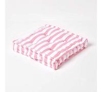 HOMESCAPES Coussin de Chaise à Rayures épaisses de Couleurs Rose et Blanc Fait en 100% Coton de 40x40 cm pour Chaise de Salon et Chaise de Jardin