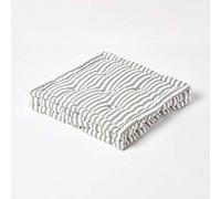 HOMESCAPES Coussin de Chaise à Rayures Fines de Couleurs Gris et Blanc Fait en 100% Coton de 50x50 cm pour Chaise de Salon et Chaise de Jardin
