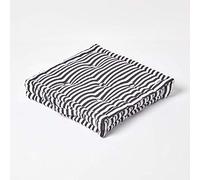 HOMESCAPES Coussin de Chaise à Rayures Fines de Couleurs Noir et Blanc Fait en 100% Coton de 50x50 cm pour Chaise de Salon et Chaise de Jardin