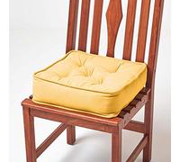 HOMESCAPES Coussin de Chaise Jaune Moutarde matelassé avec Boutons capitonnés de 40 x 40 x 10 cm
