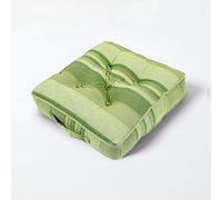 HOMESCAPES Coussin de Chaise ou Réhausseur Vert en 100% Coton de 40 x 40 x 8 cm appartenant à la Collection Stripes
