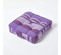 HOMESCAPES Coussin de Chaise ou Réhausseur Violet en 100% Coton de 40 x 40 x 8 cm appartenant à la Collection Stripes