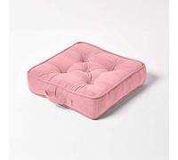 HOMESCAPES Coussin de Sol carré matelassé Rajput en Coton - Rose - 40 x 40 cm